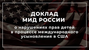 МИД России подготовлен доклад о нарушениях прав детей в процессе международного усыновления в США.